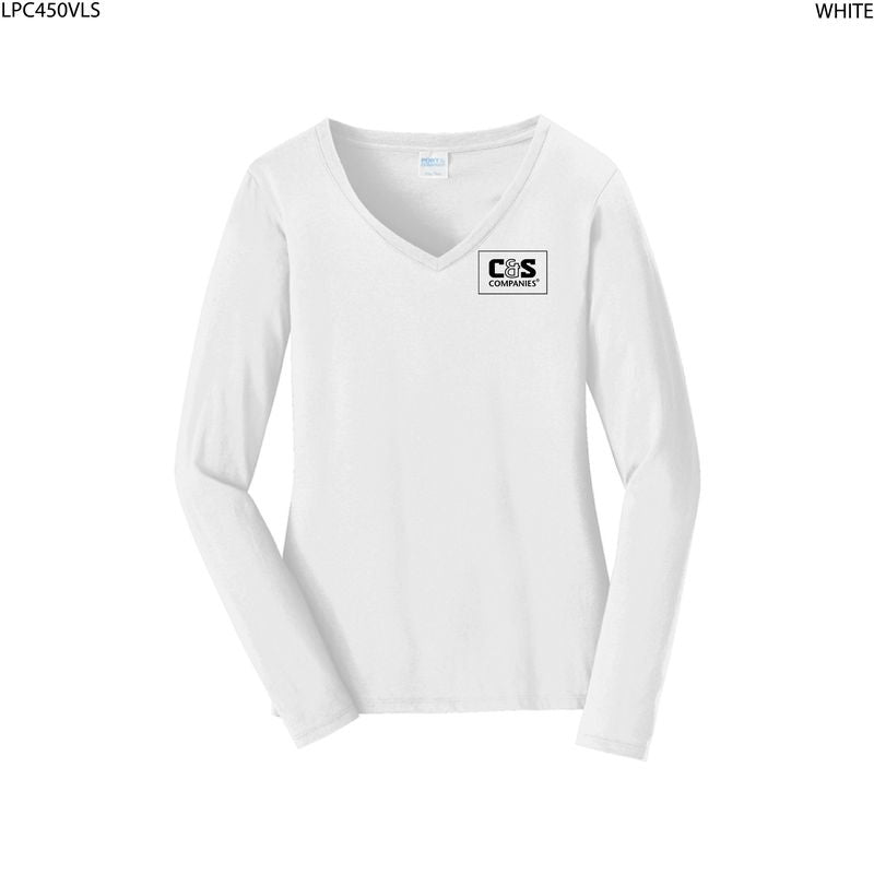 Port & Co™ Women's Long Sleeve Fan Favorite™ V-Neck Tee
