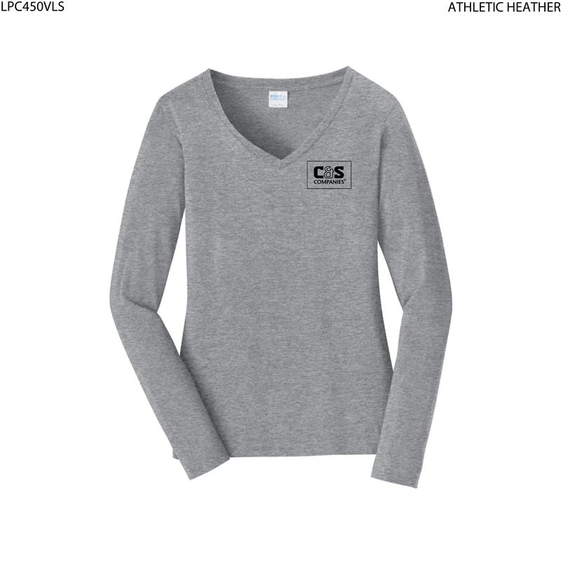 Port & Co™ Women's Long Sleeve Fan Favorite™ V-Neck Tee