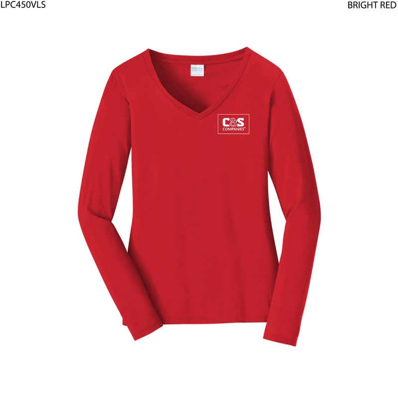 Port & Co™ Women's Long Sleeve Fan Favorite™ V-Neck Tee