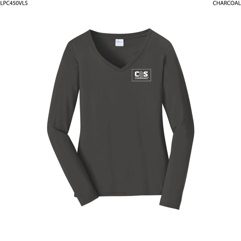 Port & Co™ Women's Long Sleeve Fan Favorite™ V-Neck Tee