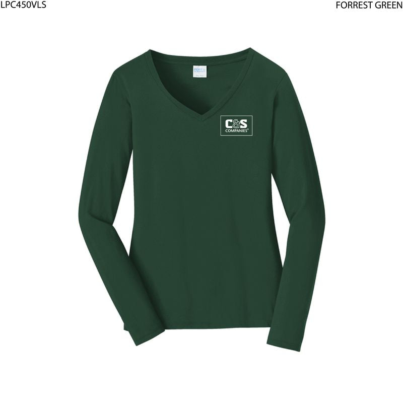 Port & Co™ Women's Long Sleeve Fan Favorite™ V-Neck Tee