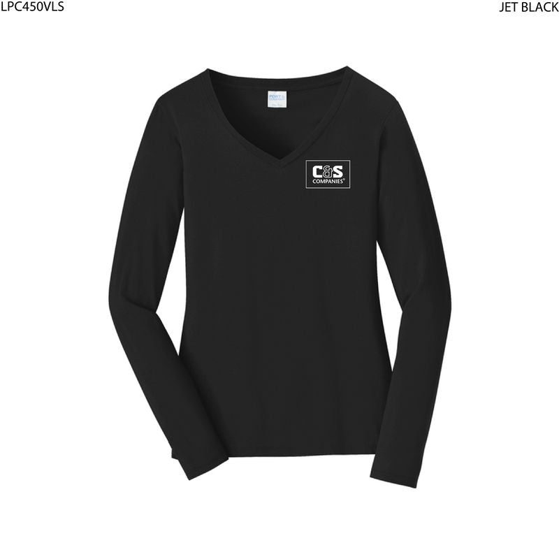 Port & Co™ Women's Long Sleeve Fan Favorite™ V-Neck Tee
