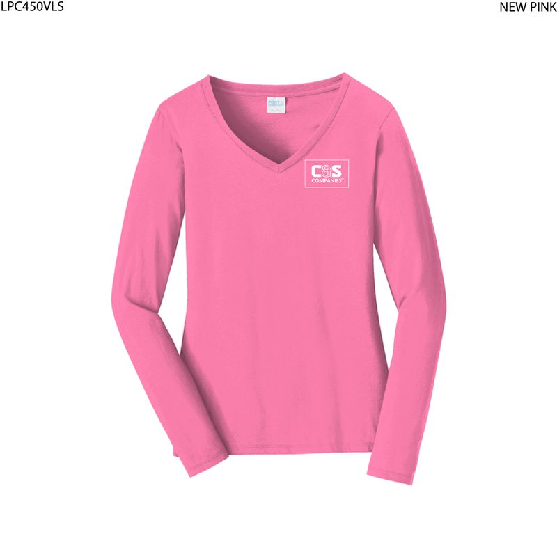 Port & Co™ Women's Long Sleeve Fan Favorite™ V-Neck Tee
