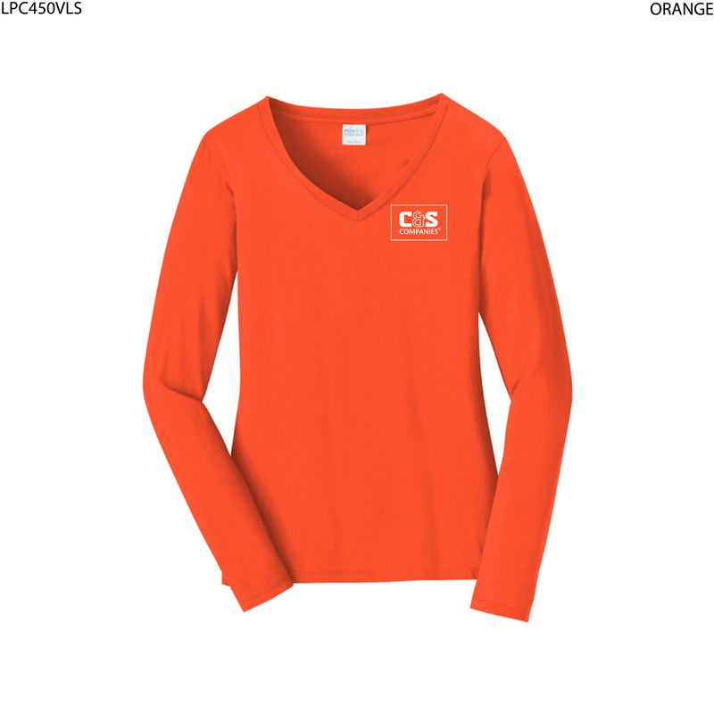 Port & Co™ Women's Long Sleeve Fan Favorite™ V-Neck Tee