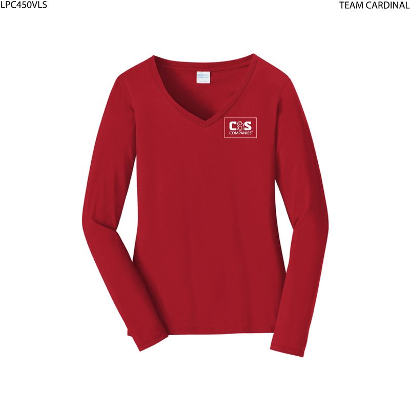 Port & Co™ Women's Long Sleeve Fan Favorite™ V-Neck Tee