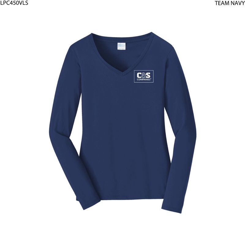 Port & Co™ Women's Long Sleeve Fan Favorite™ V-Neck Tee