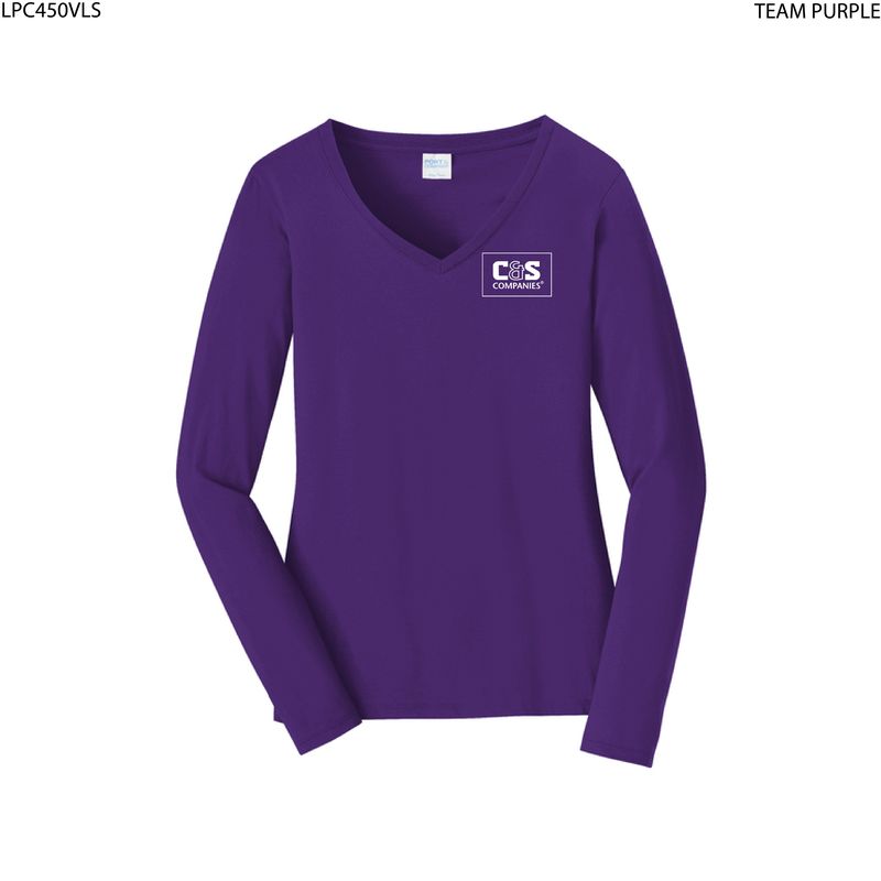 Port & Co™ Women's Long Sleeve Fan Favorite™ V-Neck Tee